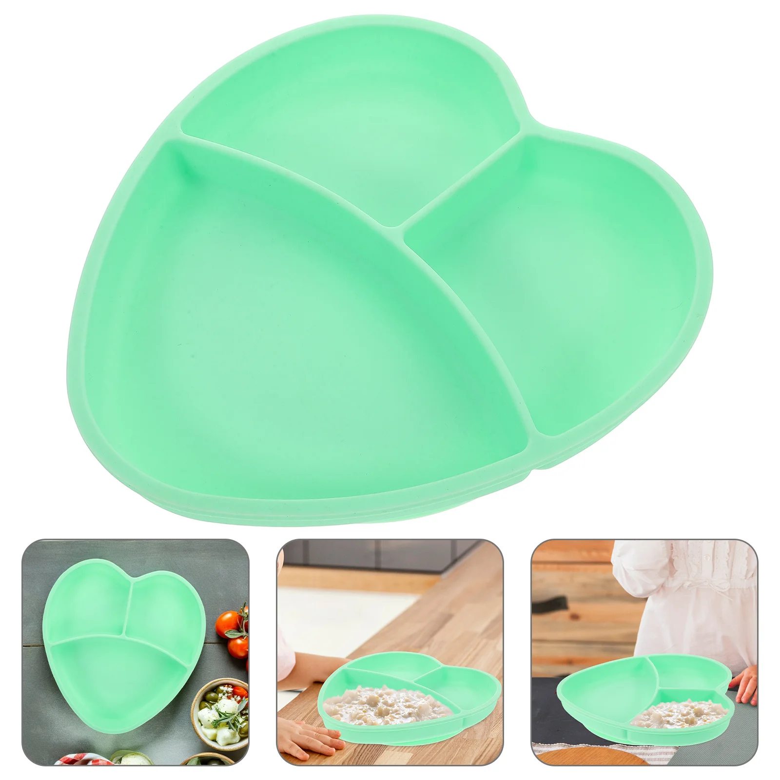

Heart Shaped Divided Silicone Suction Bowl Baby Plate Non-Slip Dinnerware Self-Feeding Training Dish Toddler Feeding Plate Baby