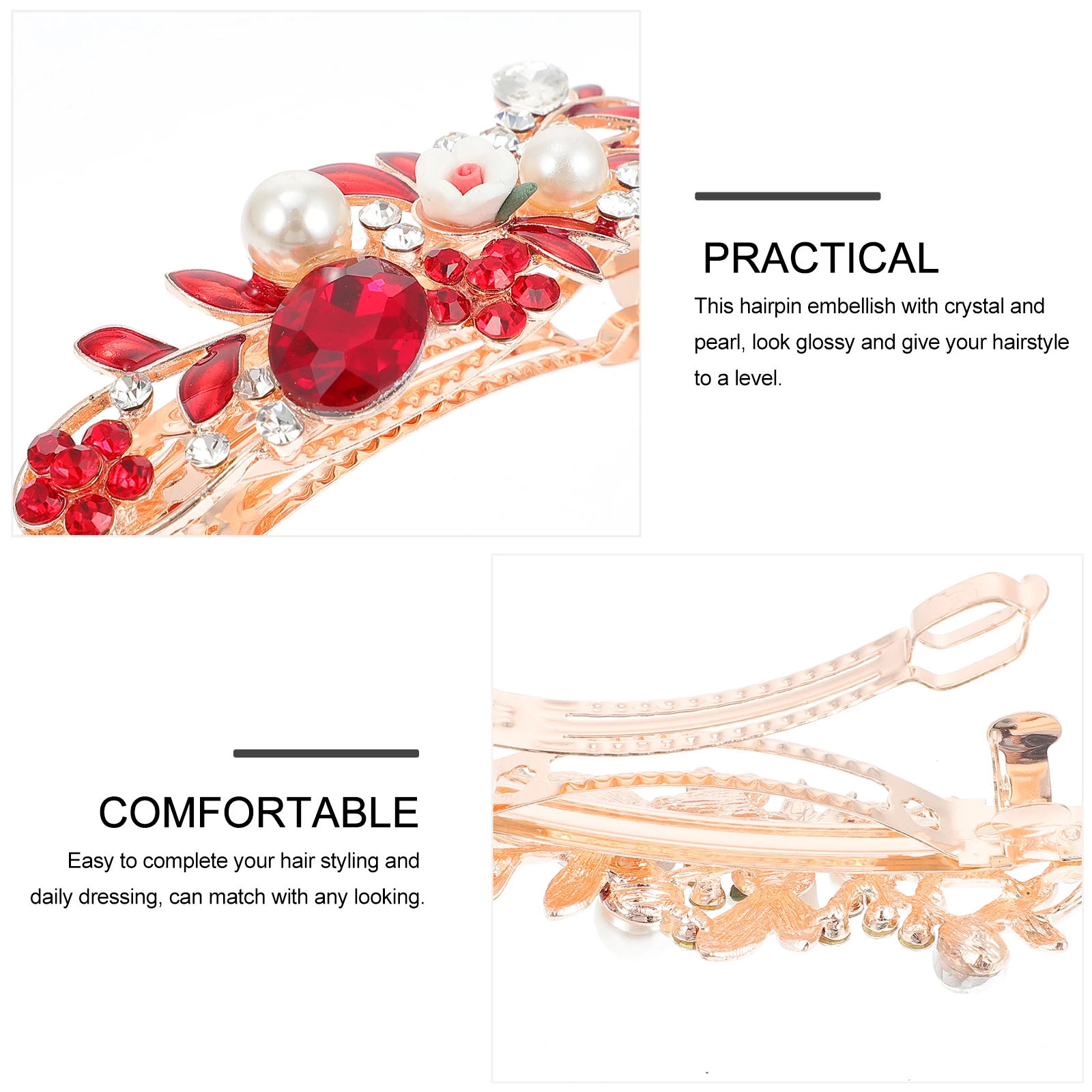 

2pcs Pearl Hairpin Crystal Hair Clip Rhinestone Barrette Floral Hair Grip Styling Daily Dressing Bangs Holders Firm Sturdy Clean