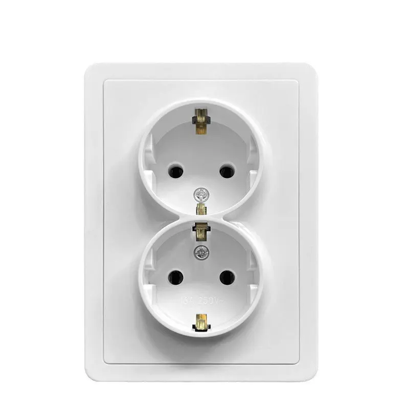 PC الأبيض 16A RU الضحلة مزدوجة الاتحاد الأوروبي المقبس 2-ميناء الألمانية الفرنسية مقبس الطاقة لوحة مقبس الحائط المخرج جزءا لا يتجزأ من أخفى 120*84 مللي متر