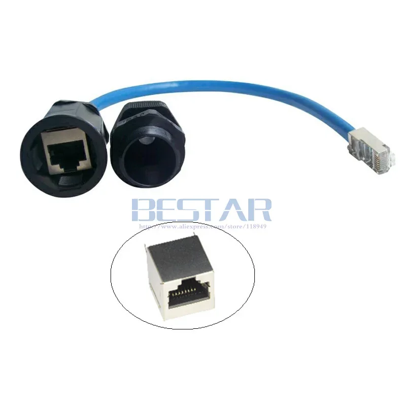 CAT6 CAT 6E مقاوم للماء RJ45 موصل إيثرنت LAN RJ 45 AP شبكة خارجية جسر M20 محمية IP68 كابل توصيل مقاوم للماء 25 سنتيمتر