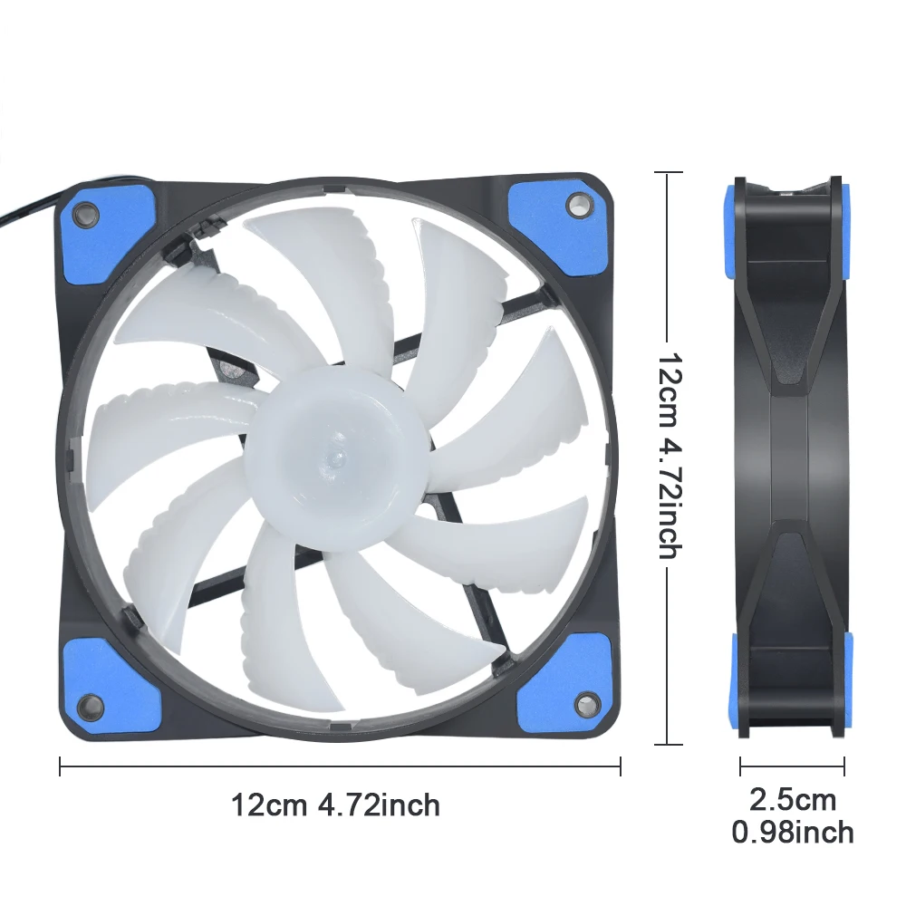 Kipas pendingin CPU 12CM, kipas komputer PC RGB senyap DC 12V 120*120*25MM