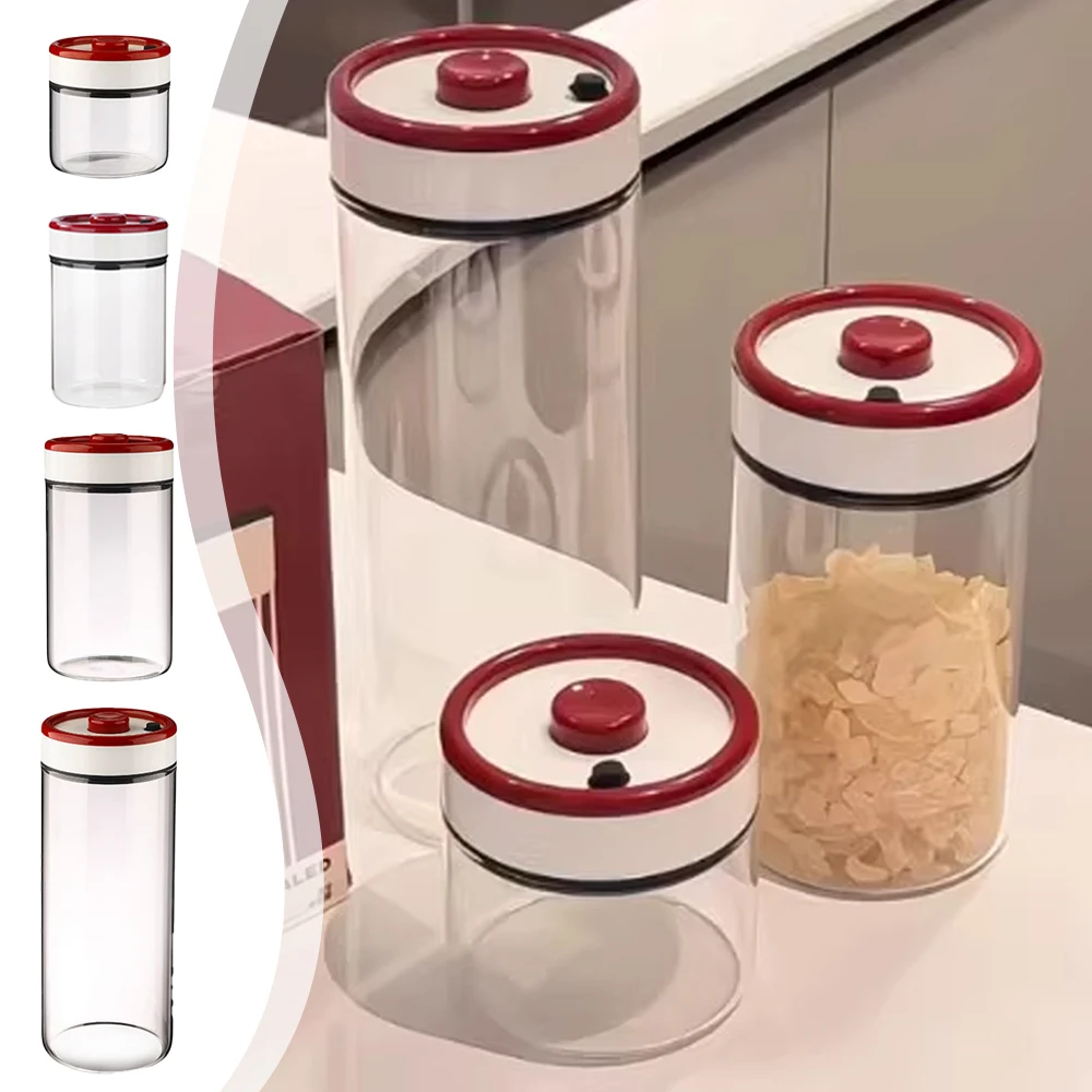 

Transparent Vacuum Glass Sealed Tank Manual Vacuum Pumping Moisture-proof Coffee Beans Jars Food Container Vacuum Seal Container