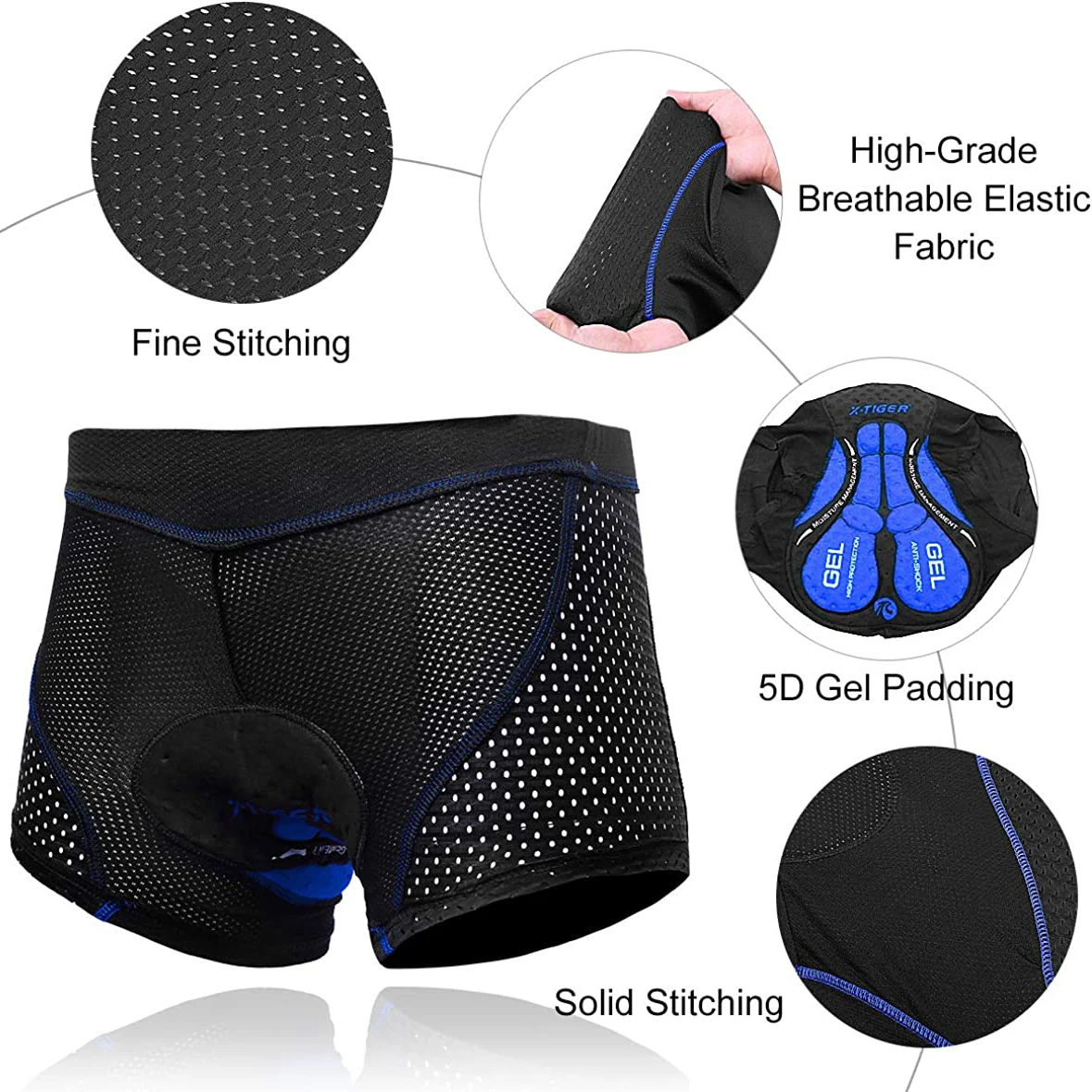 X-Tiger Cycling Underwear Pro 5D Gel Pad Shockproof Cycling Underpant Upgrade Padded Mountain Bicycle Shorts Bike Underwear