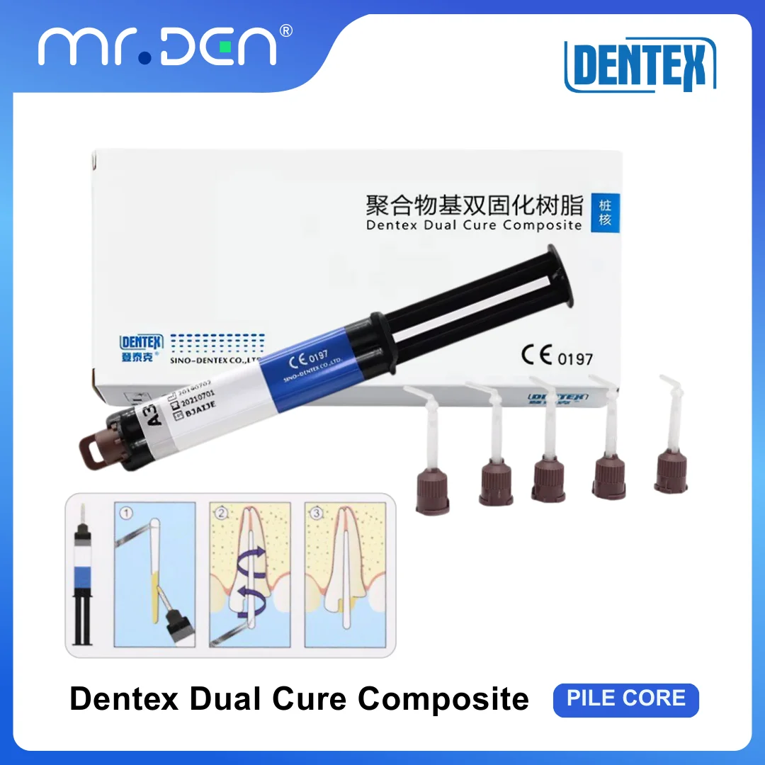 

Dentek Dual Cure Resin Cement Light-Curable High Bond Strength for Crown Bridge Fiber Post Core Dental Restoration