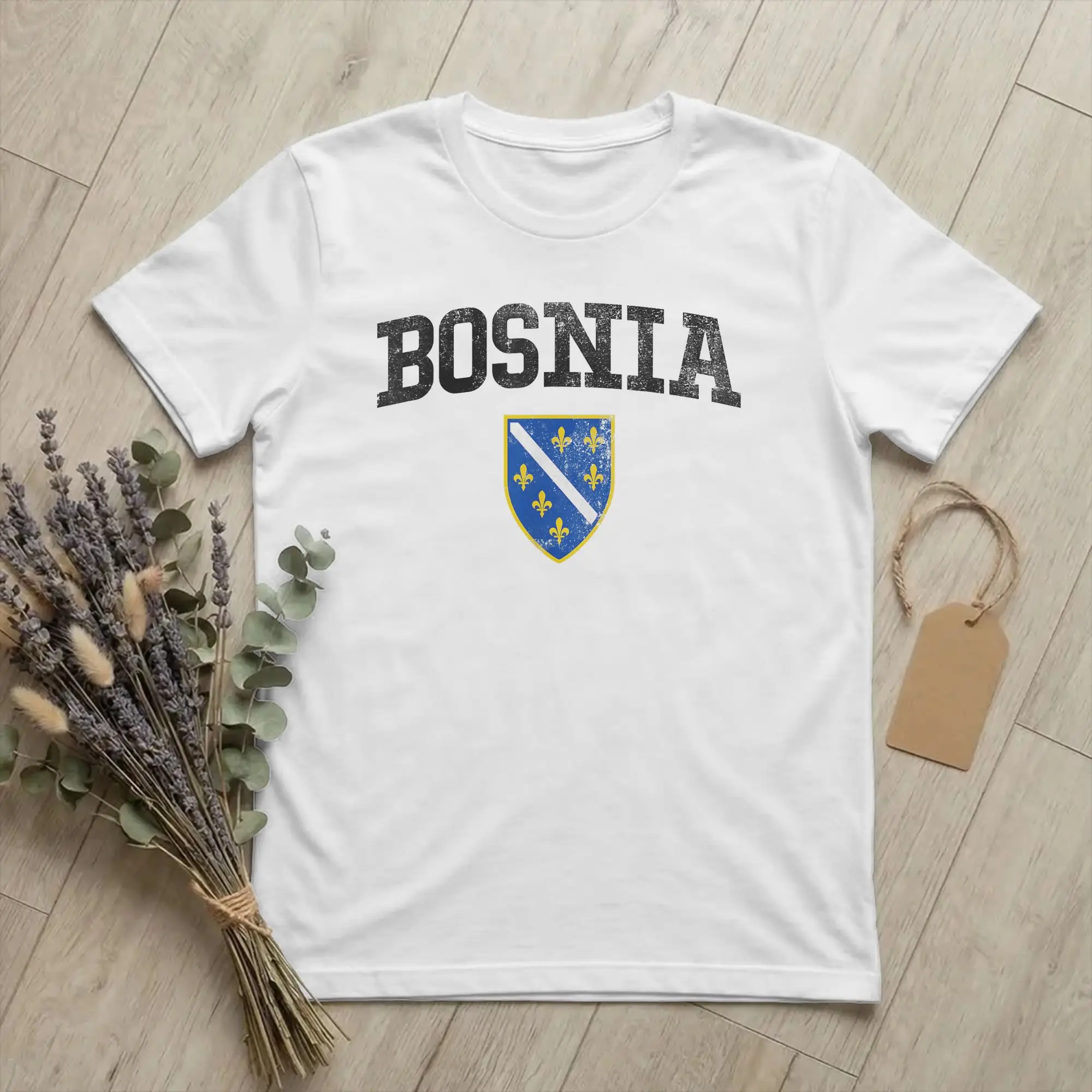 Men Bosnia Old Flag Zlatni Ljiljan Bosniak T Shirts BiH Shield Cotton Clothes Hipster Short Sleeve Tee Graphic Printed T-Shirt