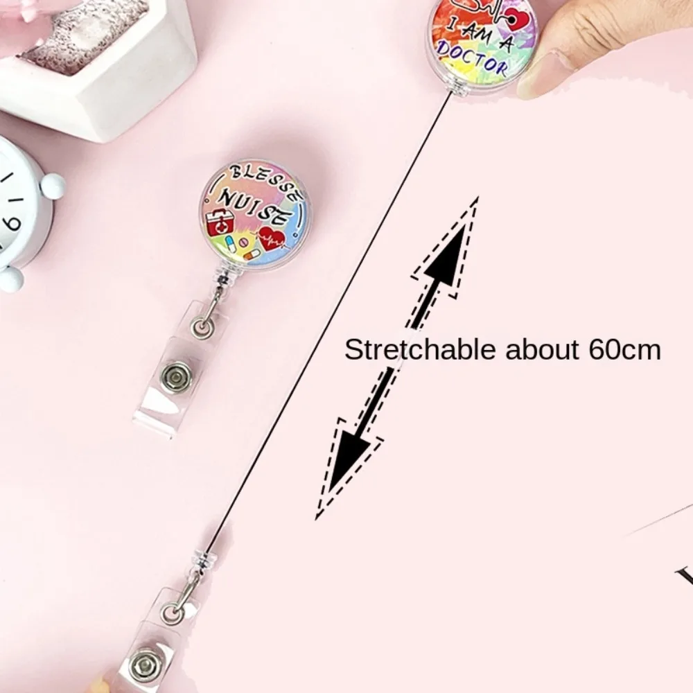 ง่ายต่อการดึงหัวเข็มขัดพยาบาล Retractable Badge Reel เรียบง่าย ID Card อุปกรณ์เสริมพยาบาล ID Card คลิปแฟชั่นน่ารัก