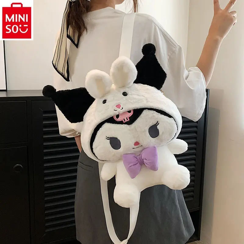 MINISO Sanrio plush cartoon Kuromi fashion backpack ladies Joker shoulder crossbody bag