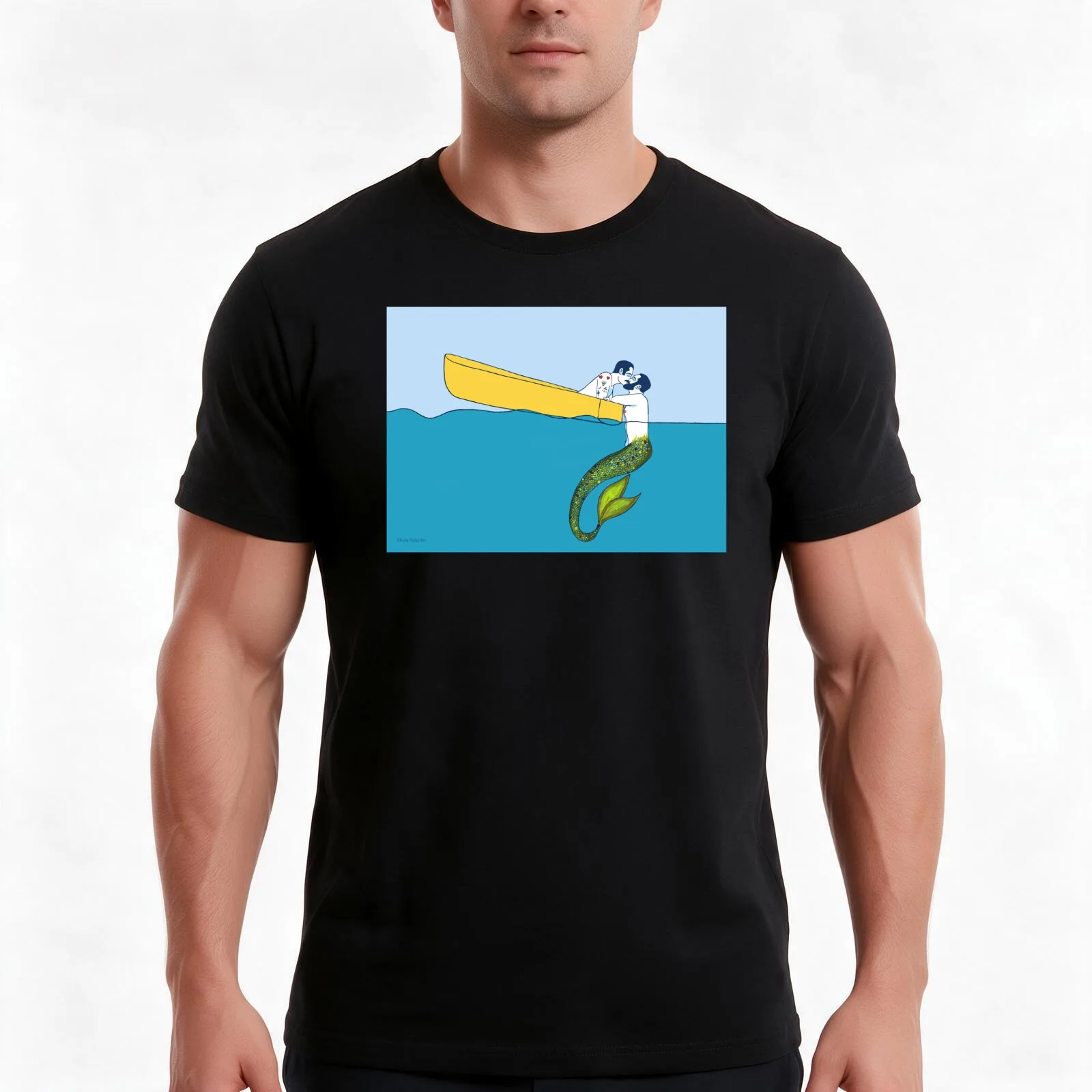 The sailor and the Triton T-Shirt, Summer Casual Cotton Tee, Oversized Streetwear Tops, Vintage Graphic Print, Unisex Men Women