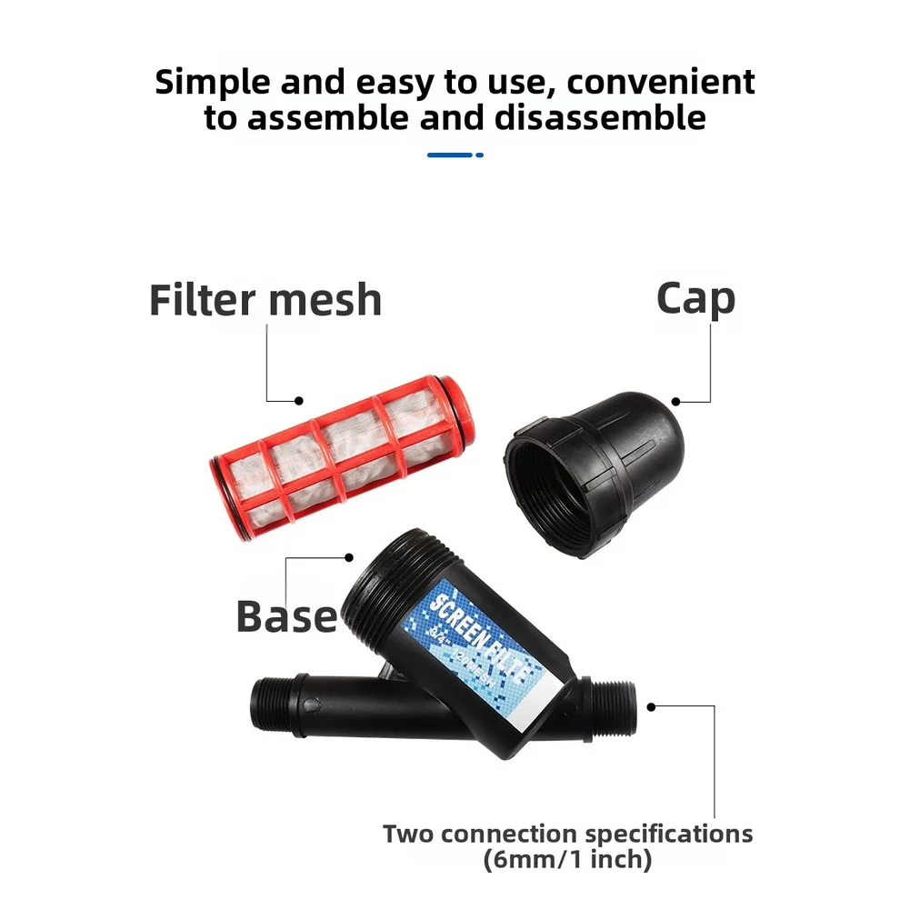 Agriculture Water Saver Y Type Mesh Filter High Durability Mesh Sand And Debris Filtration Reinforced PVC Design