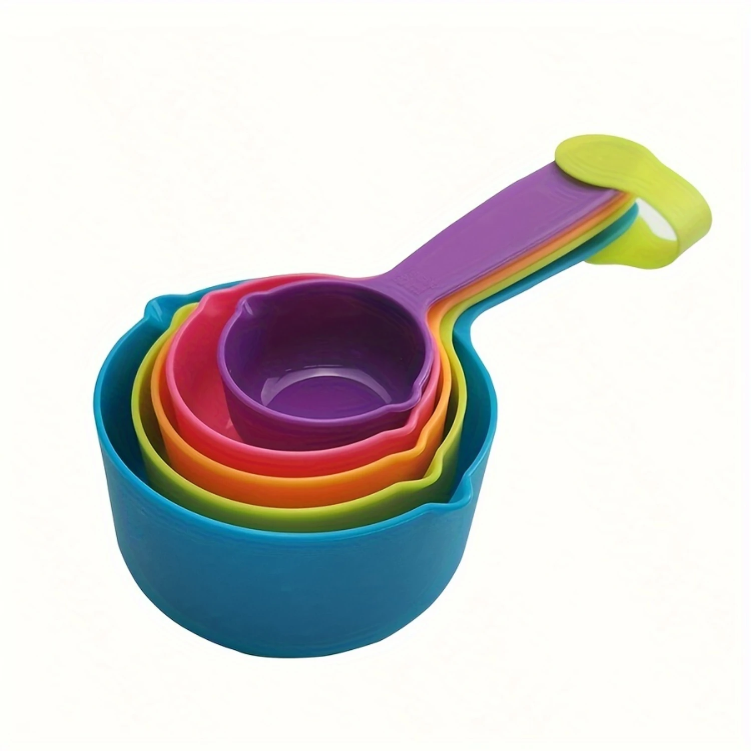 

5-Piece Colorful Measuring Cups & Spoons Set - Durable Plastic, Perfect For Cooking Baking