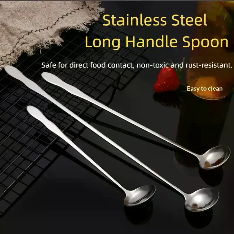 Elegant Stainless Steel Long Handle Stir Spoon With Eye Catching Design For Cocktail Making
