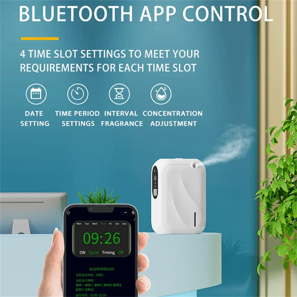 Timing Scent Machine Hotel Aroma Diffuser Wall Mounted Essential Oil Diffuser For 200m³ Home Fragrance Bluetooth APP Control