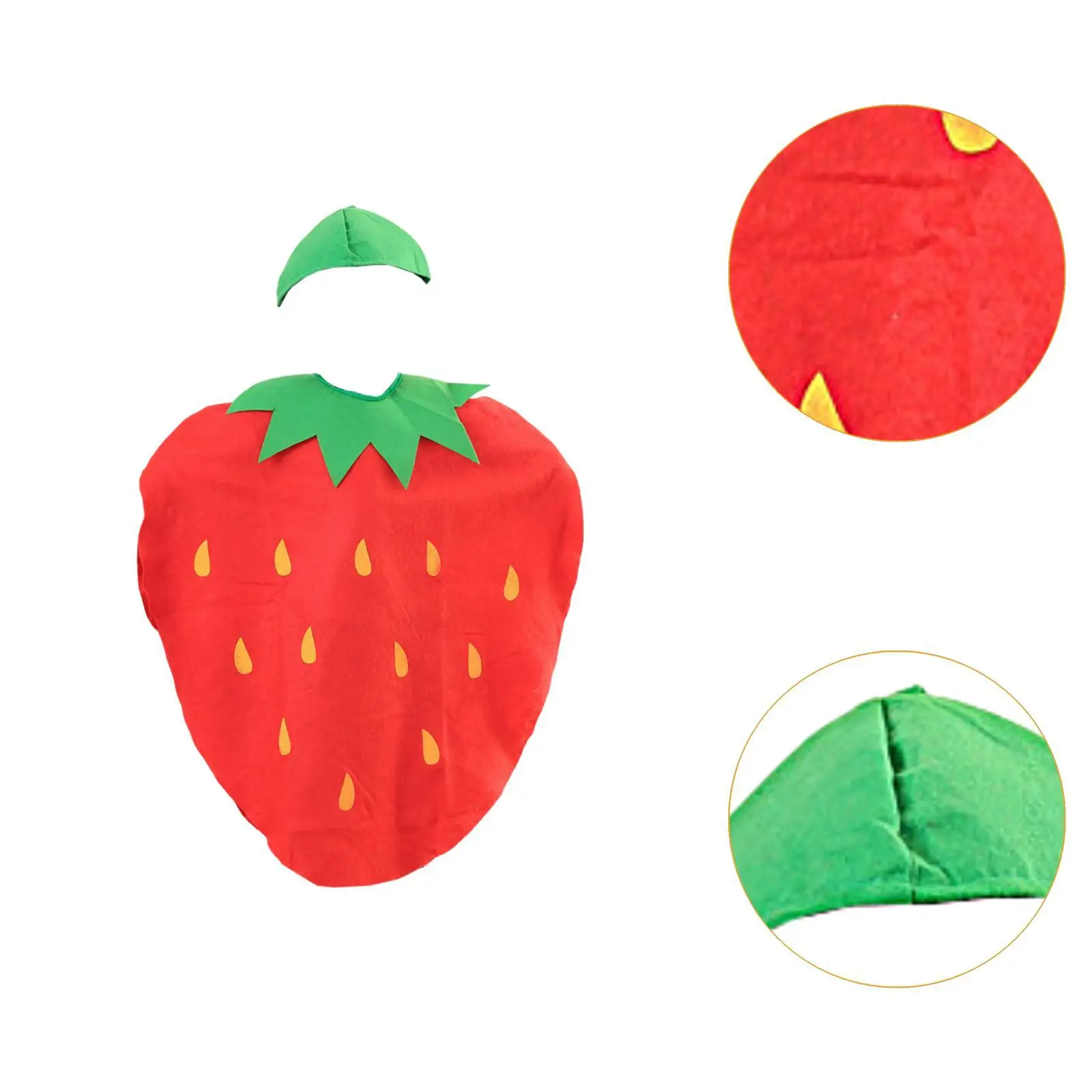 Fruit Costume Set Cute Strawberry Outfit Fancy Dress with Headpiece for Masquerade Themed Party Halloween Role Play Kids Adults