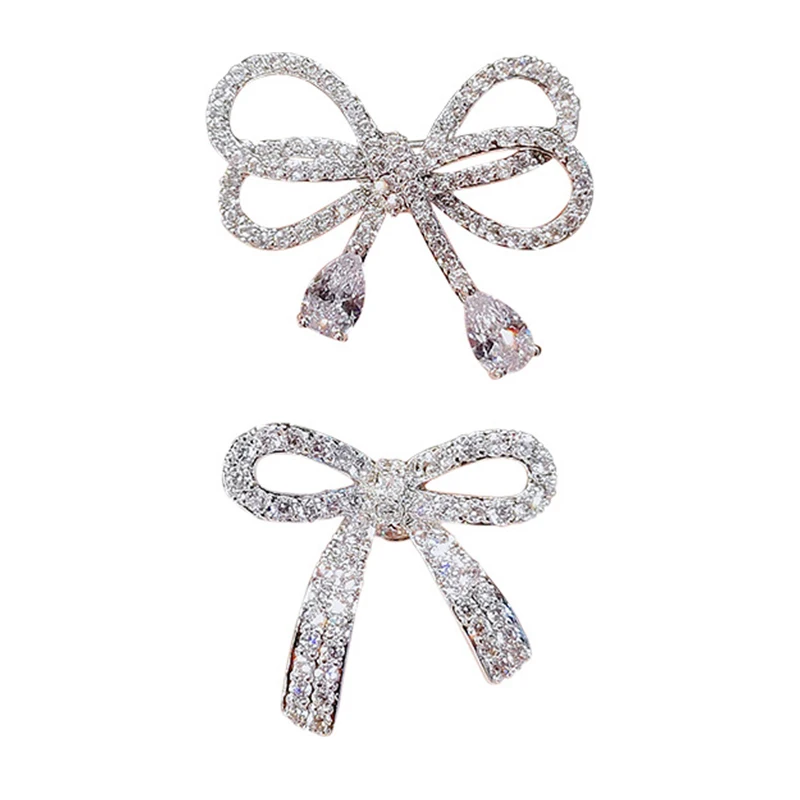Elegant Bowknot Rhinestone Brooch Buckle Pin For Women Girls Bow Buckle Pin Cardigan Clip Jewelry Brooch Accessories