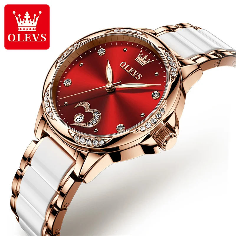 OLEVS Automatic Mechanical Women Watches Ladies Creative Ceramics Steel Women\'s Bracelet Watch Female Clock Reloj Mujer New