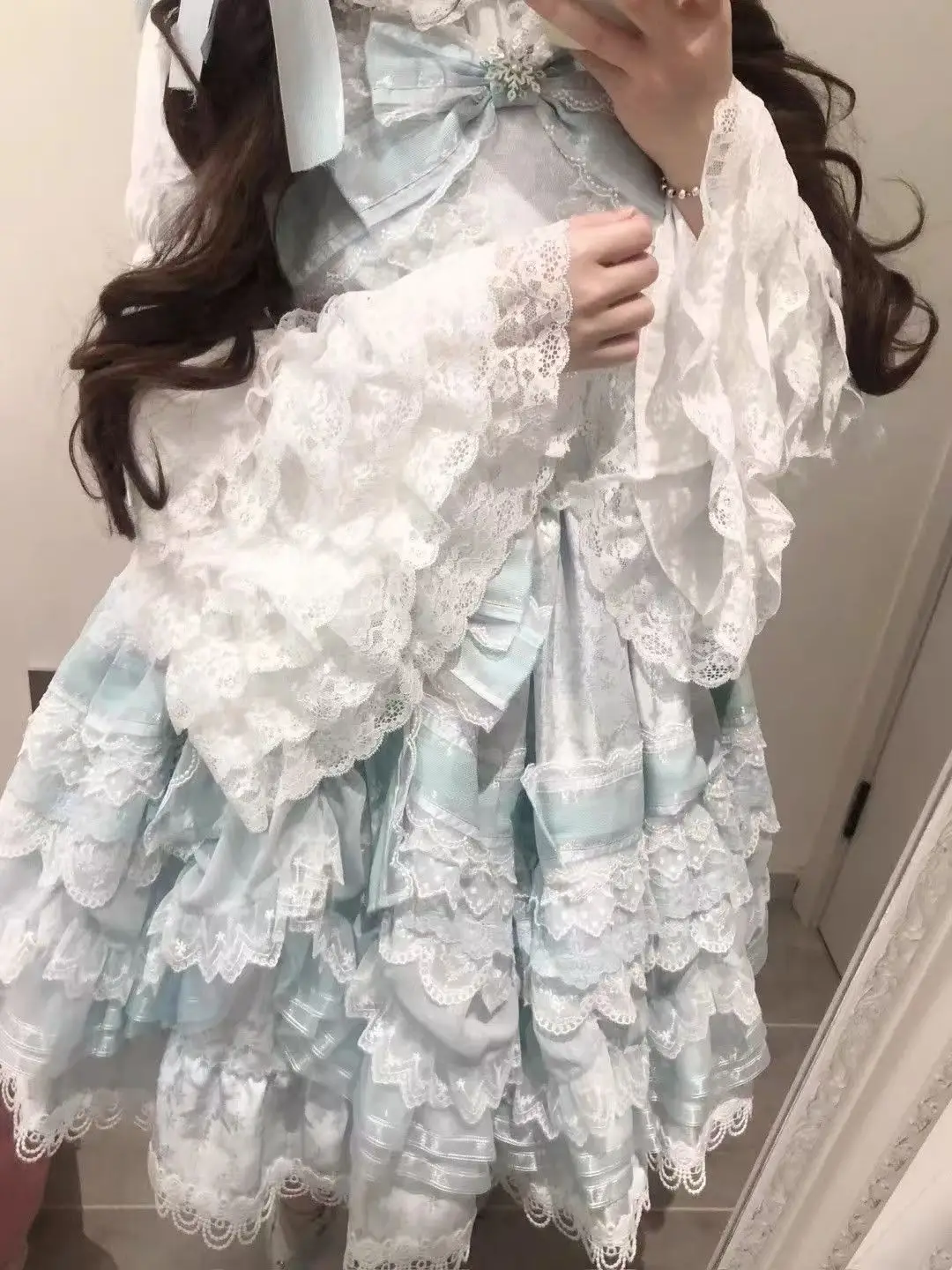 เสื้อสไตล์วินเทจ กอธิค ยุค Y2K คอปีเตอร์แพน วิคตอเรียน หรูหรา หวาน สไตล์โลลิต้า ผู้หญิงญี่ปุ่น แต่งลูกไม้ระบาย โบว์ แขนบาน