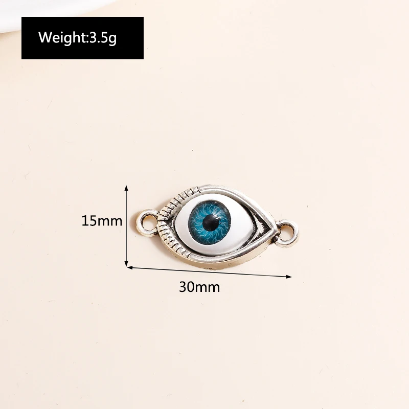 Leslie 8 Stück 15*30mm Antiksilberfarbene Blaue Augen-Anhänger für Halsketten, Armbänder, Ohrringe, DIY-Schmuckherstellung. – Detail 4