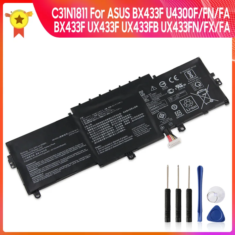 

Replacement Battery C31N1811 For ASUS BX433F U4300F/FN/FA UX433F UX433FB UX433FN/FX/FA Batteries With Tool