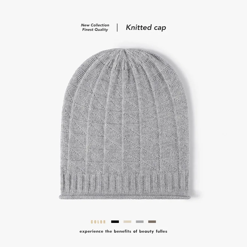 Autumn Winter Women's Hat Big Wool Knitted Pile Heap Cap Fashion Light Thin Keep Warm Comfortable Beanie Outdoor Men's Wool Hat