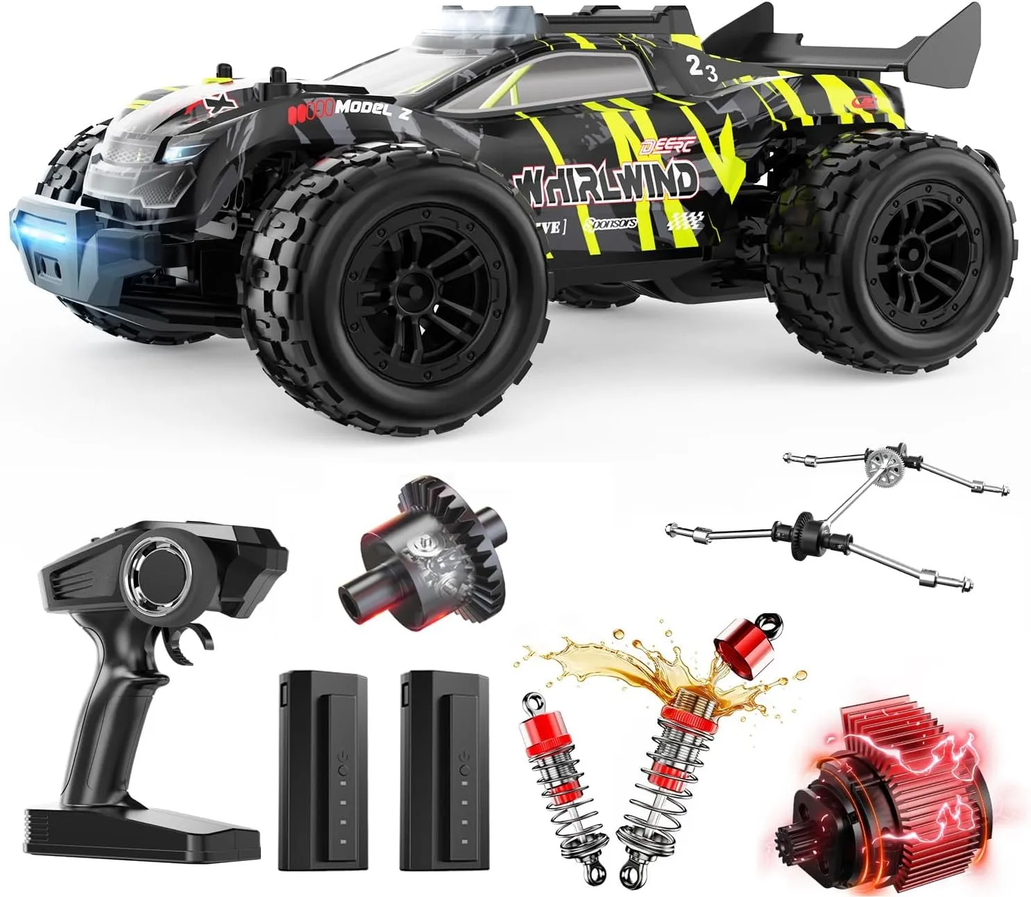 

DEERC 1/14 Fast Brushless RC Car for Adults, 43 MPH High Speed 4x4 Off-Road RC T