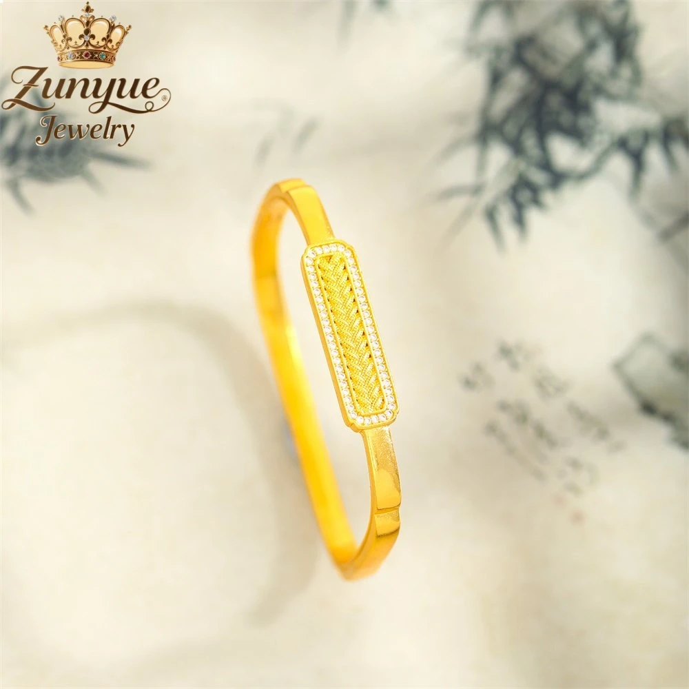 

Sand Gold Three-Dimensional Square Wheat Ear Bracelet Luxury Quality Jewelry Fashion Jewelry Exquisite Charms Elegant Popular