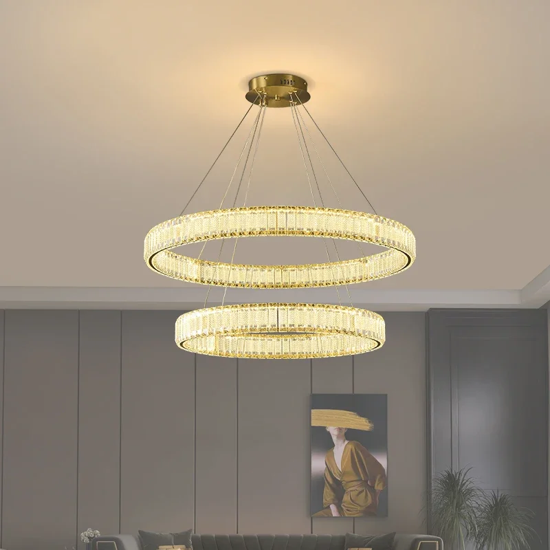 SEAN Lampada a sospensione moderna a LED con anello rotondo Lampadario creativo in cristallo di lusso per soggiorno, sala da pranzo, arredamento della villa