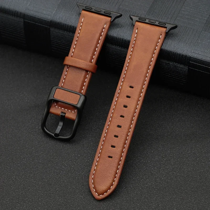 

Ремешок из искусственной кожи для Apple Watch Band 44 мм 45 мм 41 мм 40 мм 42 мм 46 мм браслет correa iWatch series 4 5 6 SE 7 8 9 10 ultra/2 49 мм