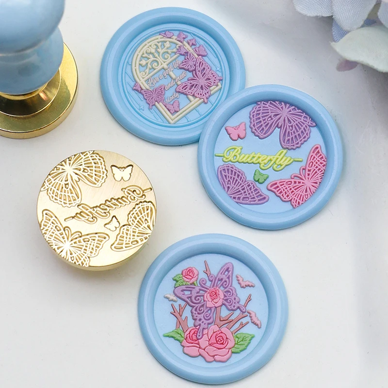 

Butterfly Wax Seal Stamp Vintage Sealing Stamp For Cards Envelopes Wedding Invitations Gift Packaging Scrapbooking 25mm Brass