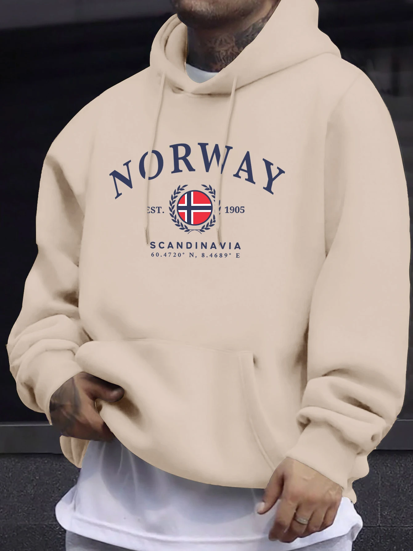Jerseys con estampado creativo de la bandera de Escandinavia de Noruega, sudadera gruesa Unisex que combina con todo, sudadera de calle de otoño, ropa informal holgada