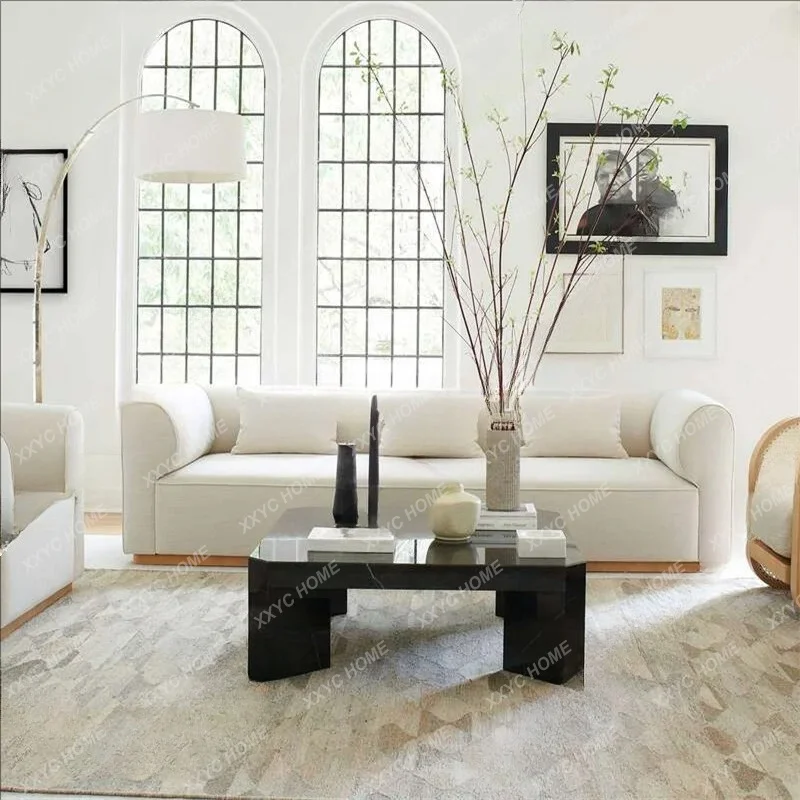 

minimalist small apartment living room straight row fabric combination sofa FT