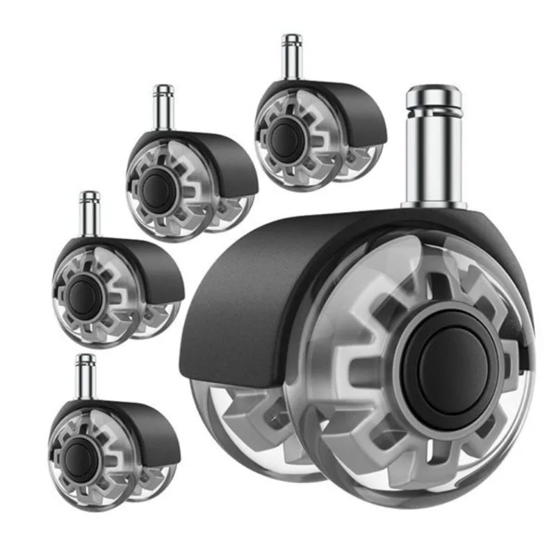 5-pcs-2-inch-11mm-black-white-office-chair-transparent-wheel-swivel-computer-castor-electric-casters-gaming-home-leg