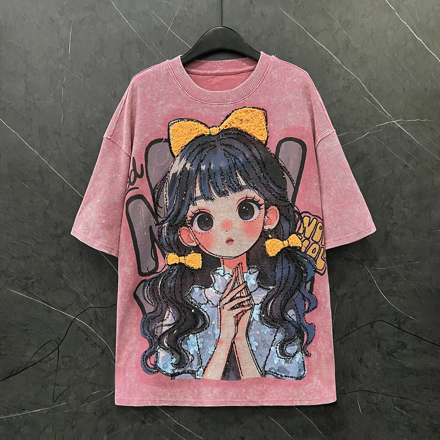 

New Spring Summer Sweet Girl Printed Loose Short Sleeve T-shirt Women Mid-long Round Neck Pullover Top Casual Cotton Female Tees