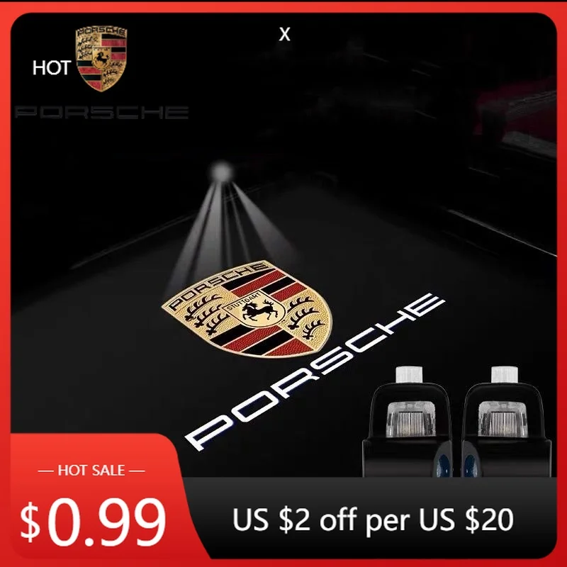

Наклейки на автомобиль для Porsche, 2 шт., аксессуары для Porsche Panamera 2017-2024, светодиодные приветственные огни для дверей автомобиля