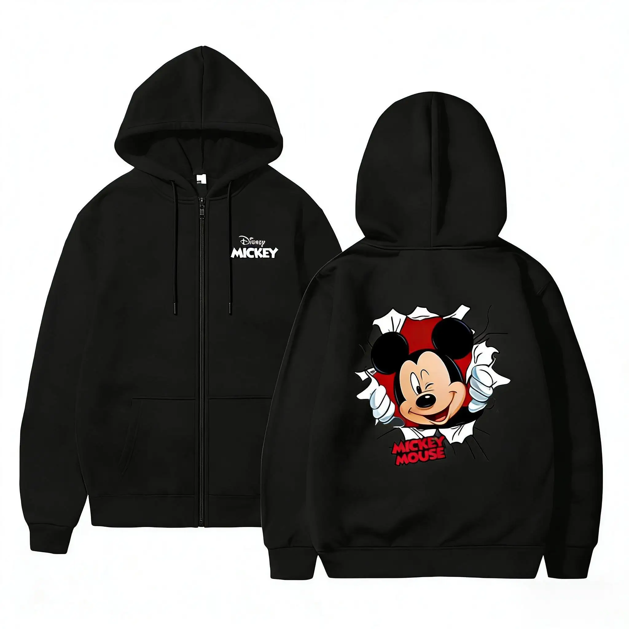 Mickey Mouse Disney Mannen Vrouwen Hoodie Zip Up Sweatshirt 2026 Winter Herfst Casual Streetwear Grafische Print Capuchon