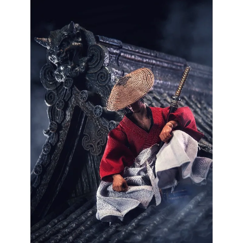 

【only Clothes】1/12 Scale Handmade Anime Character Rurouni Kenshin Kimono Set Clothes Model for 6'' Action Figures Shf Body