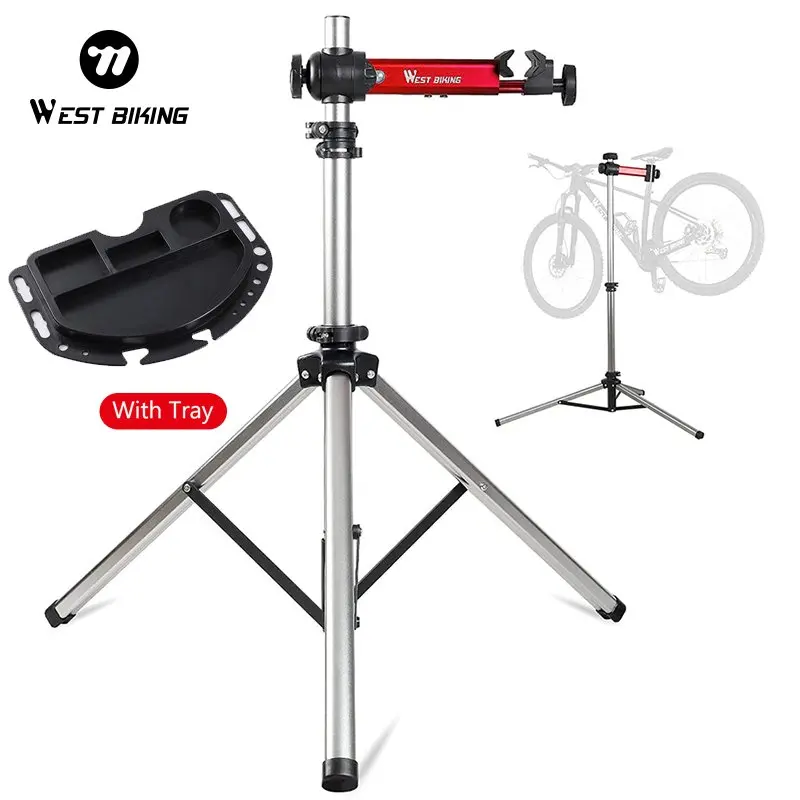 

WEST BIKING Portable Bike Repair Stand Aluminum Alloy MTB Road Bicycle Repair Workstand Adjustable Storage Display Stand