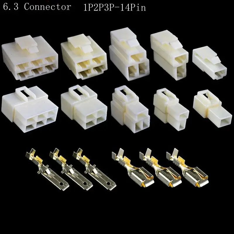 5set 6.3mm connector 1P/2P/3P/4P/6P/9P/12P pin Electrical 6.3 Connector Kits Male Female socket plug for Motorcycle Car