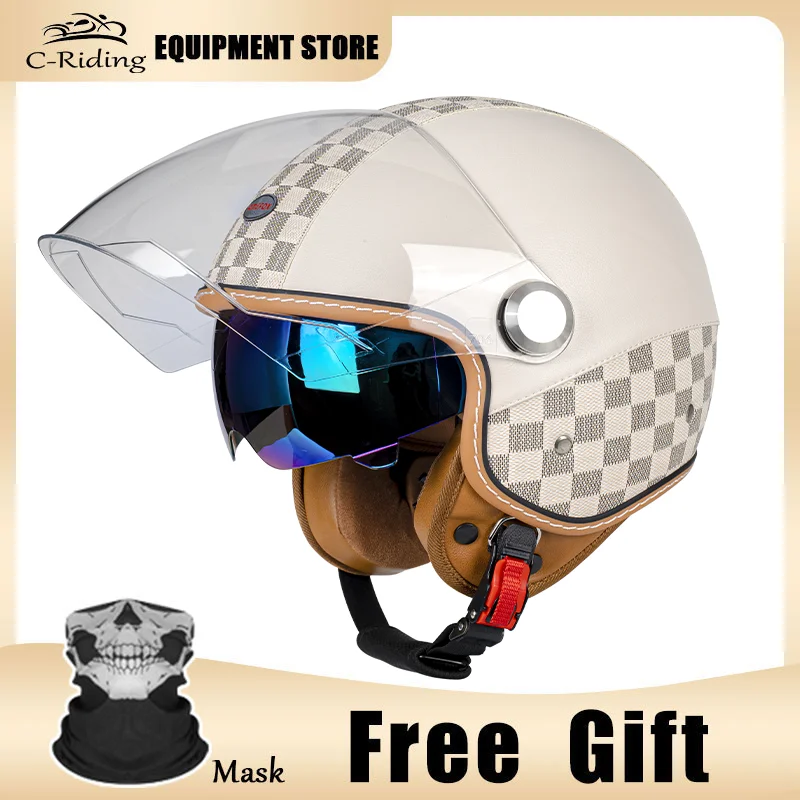 

Off-Road Motocross 3/4 Open Face Motorcycle Helmet DOT Certified Tough ABS Shell with Comfortable Lining for Male and Female