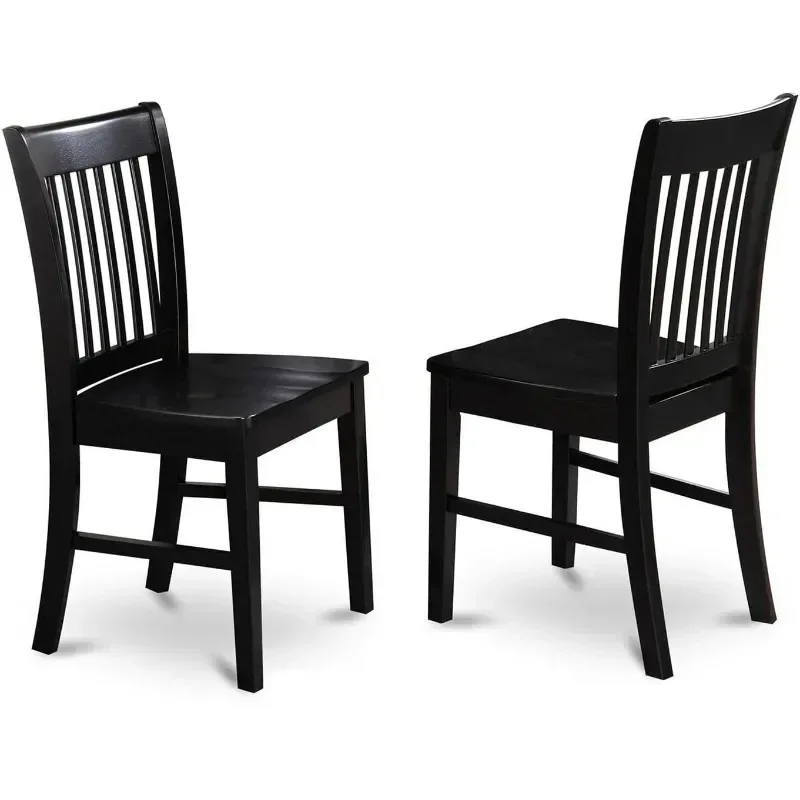 

Norfolk Dining Slat Back Wood Seat Kitchen Chairs, Set of 2, Black