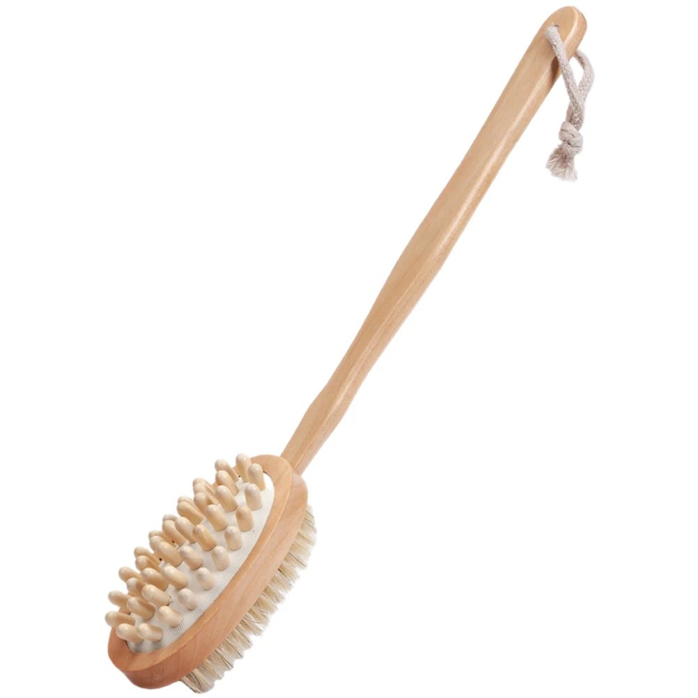 فرشاة حمام بمقبض طويل، أداة تنظيف الجسم الخشبية لتقشير الجلد، أداة تنظيف الدش، أداة خدش الظهر #4