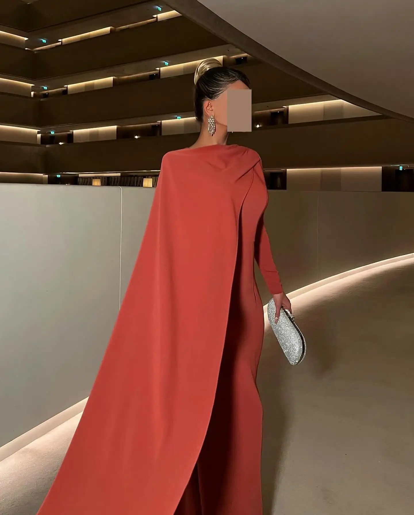 Indie Saudi Elegant Orange Prom Gown Womens Simple Mermaid Party Evening Dress Floor Length Formal Occasion Dresses customized image 5