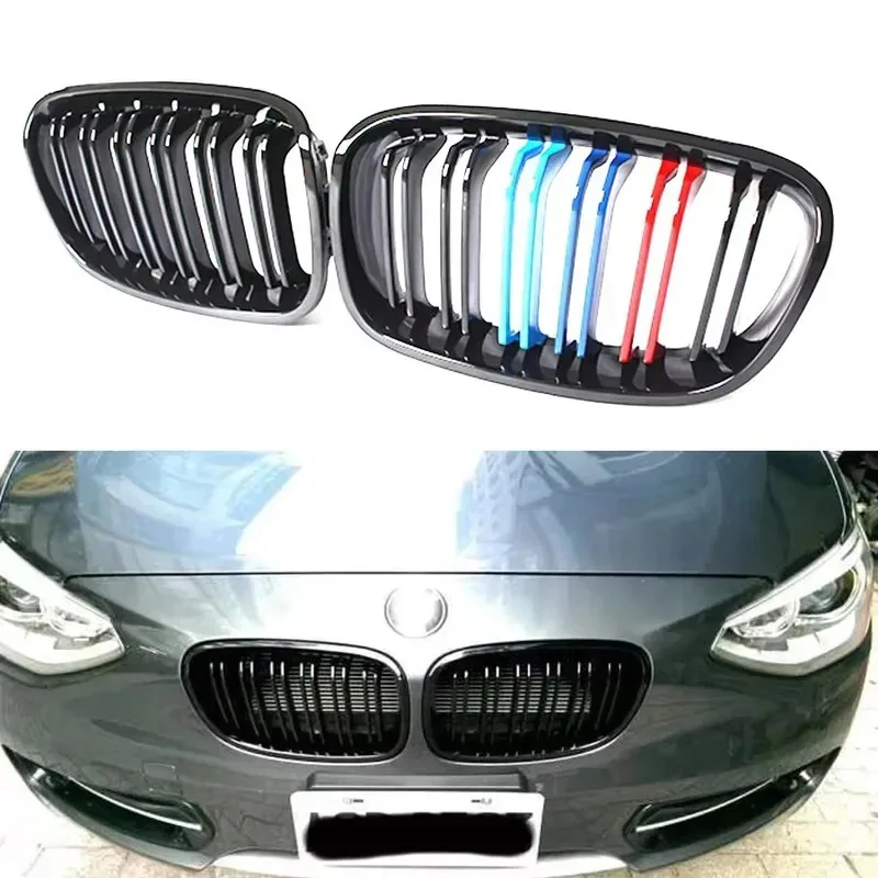 

For BMW 1 Series F20 116i 118i 2012-2014 Kidney Grille Glossy Black ABS M Style Color Plastic Front Bumper Auto Decor Grill