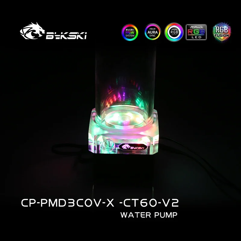 Bykski PC Water Cooling 5V ARGB AIO DDC Pump+Reservoir,12V RGB Water Tank Res Combo PWM,Lift 6Meter,Flow 700L/H,60/100/150/200MM