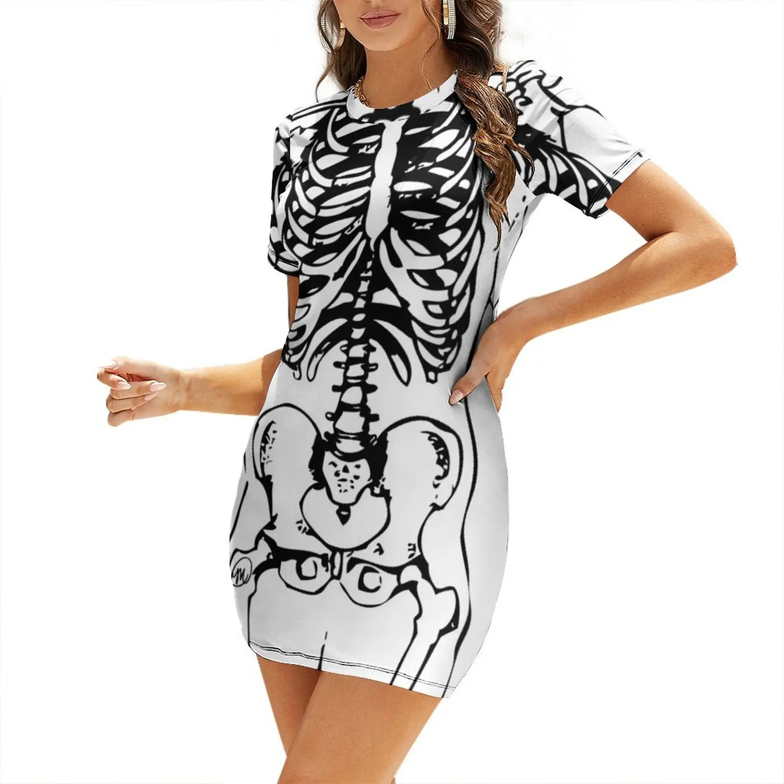 

Skeleton Short-Sleeved Dress Women's summer dresses Long dress clothes for women Dress