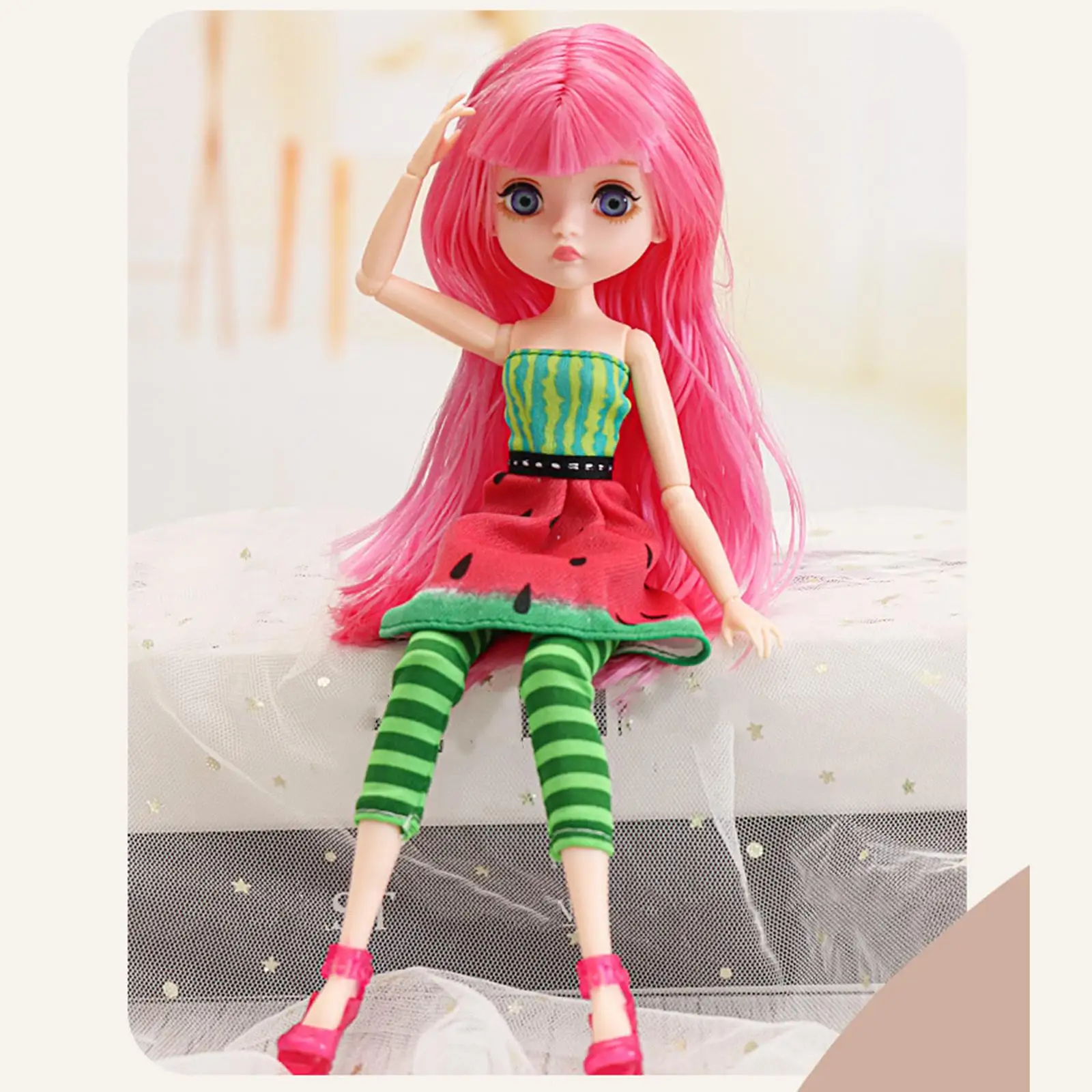 12 Inch Ball Jointed Doll 30cm Movable Joints 3D Facial Features Fashion Princess Doll for Kids with Shoes and Dress Up