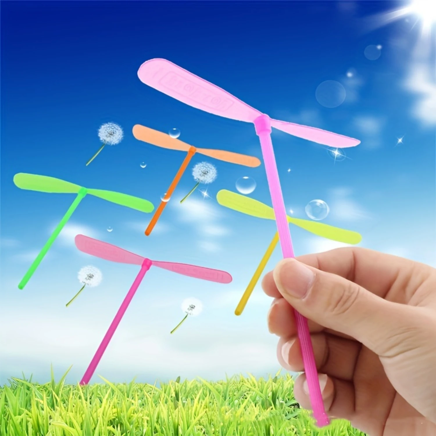 Colorful Plastic Bamboo Dragonfly Helicopter Toys - Ideal for Parties & Outdoor Fun!