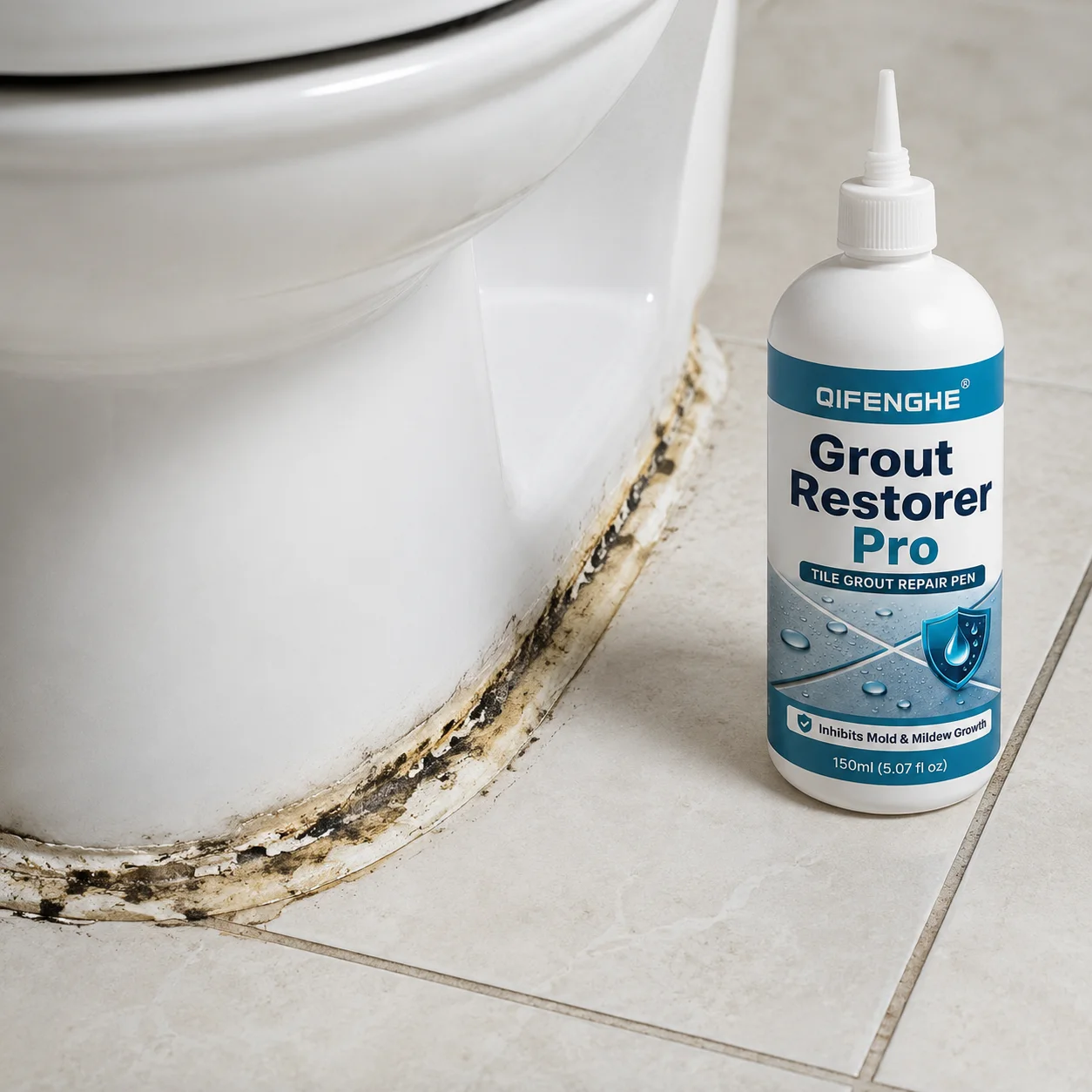 Tile Grout Restorer Pen 150ml, Waterproof Mold Proof Grout Paint, Refresh Yellowed Dirty Grout Lines, Precision Tip Easy Apply