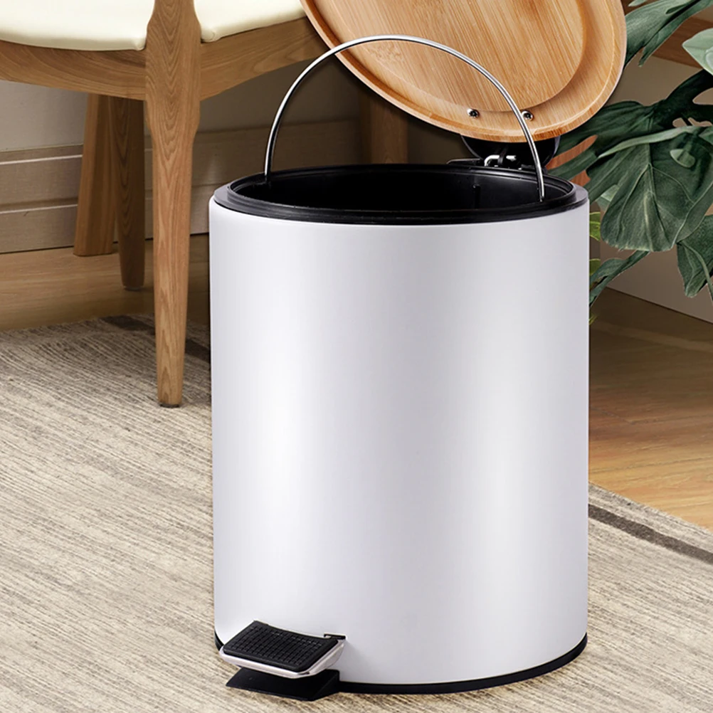 

5л бамбуковая крышка, мусорный бак, медленно закрывающийся контейнер для мусора с ножной педалью для ванной комнаты, спальни, кухни, домашнего использования, корзина для мусора