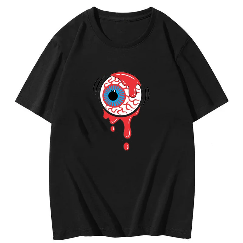 Flaming Eyeball on Champion Dip Dye Printed T-shirt Casual Fashion Summer Short Sleeve Tops Are Available for Men and Women