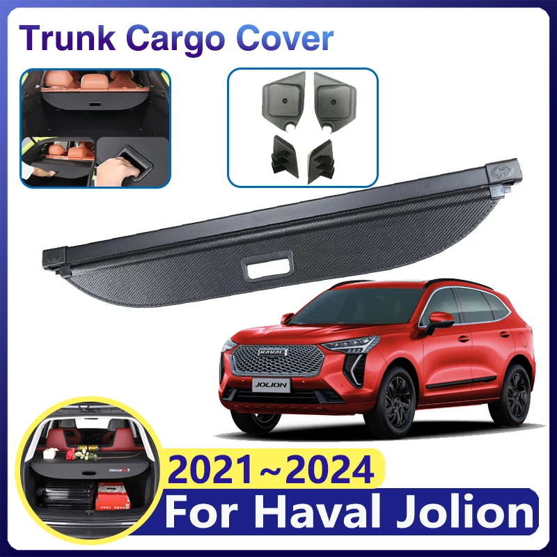 for GWM Haval Jolion 2023 Accessories 2021~2024 Car Trunk Curtain Cargo Cover Rear Tray Retractable Security Luggage Storage Mat